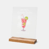 Retro Tropical Bachelorette Signature Roze Drink Acryl Bord (Hoek)