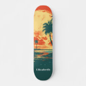 Retro Tropical Beach Aangepaste naam Persoonlijk Skateboard (Voorkant)