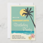 Retro Tropical Beach Adult Birthday Party Kaart (Voorkant)