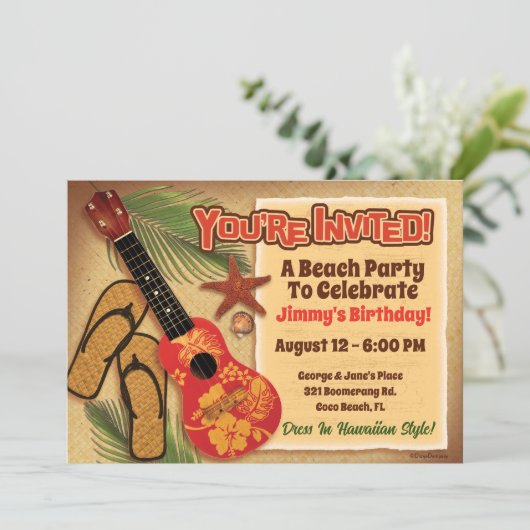 Retro Tropical Beach Party Kaart (Staand voorkant)