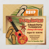 Retro Tropical Beach Party Kaart (Voorkant / Achterkant)