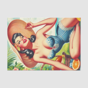 Retro Tropical Beach Pinup Tissuepapier
