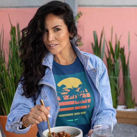 Retro Tropical Beach Sunset Palm Trip Unisex T-shirt