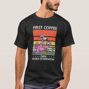 Retro Tropical Bird Coffee Zonnebrillen  Roze T-shirt
