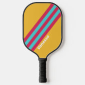 Retro Tropical Breeze Stripes met naam Pickleball Paddle (Voorkant)