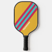 Retro Tropical Breeze Stripes met naam Pickleball Paddle (Achterkant)