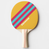 Retro Tropical Breeze Stripes met naam Tafeltennisbatje (Voorkant)