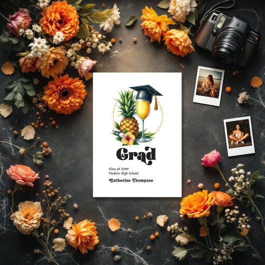 Retro Tropical Brunch Afstuderen Foto Aankondiging