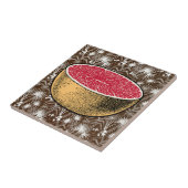 Retro Tropical Charm - Grapefruit kunst Tegeltje (Zijkant)