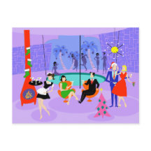 Retro Tropical Christmas Party Briefkaart