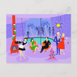 Retro Tropical Christmas Party Briefkaart