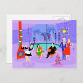 Retro Tropical Christmas Party Briefkaart (Voorkant / Achterkant)