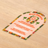 Retro Tropical Citrus Pickleball Vrijgezellenfeest Acryl Uitnodigingen (Laagn)