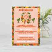 Retro Tropical Citrus Pickleball Vrijgezellenfeest Kaart (Staand voorkant)