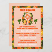 Retro Tropical Citrus Pickleball Vrijgezellenfeest Kaart (Voorkant / Achterkant)