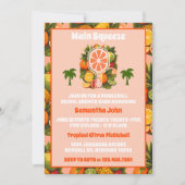 Retro Tropical Citrus Pickleball Vrijgezellenfeest Kaart (Voorkant)