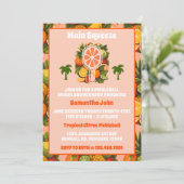 Retro Tropical Citrus Pickleball Vrijgezellenfeest Kaart (Staand voorkant)