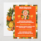 Retro Tropical Citrus Pickleball Vrijgezellenfeest Kaart (Voorkant / Achterkant)