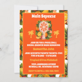 Retro Tropical Citrus Pickleball Vrijgezellenfeest Kaart