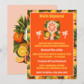 Retro Tropical Citrus Pickleball Vrijgezellenfeest Kaart (Voorkant / Achterkant)