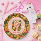 Retro Tropical Citrus Pickleball Vrijgezellenfeest Papieren Bordje (Feest)