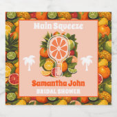 Retro Tropical Citrus Pickleball Vrijgezellenfeest Sparkling Wijnetiket (Enkel label)