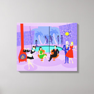 Retro Tropical Cocktail Party Canvas afdrukken