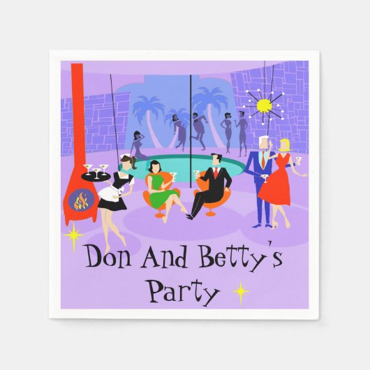 Retro Tropical Cocktail Party Disposable Napkins Servetten (Voorkant)