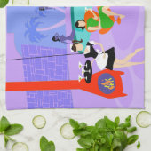 Retro Tropical Cocktail Party Kitchen Towel Theedoek (Gevouwen)