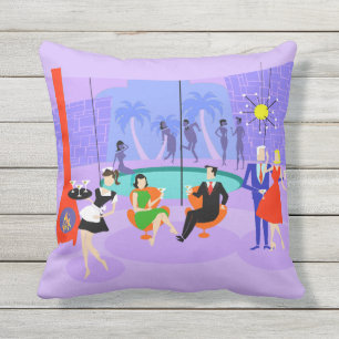 Retro Tropical Cocktail Party Outdoor Pillow Buitenkussen