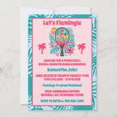 Retro Tropical Flamingo Pickleball Vrijgezellenfee Kaart (Voorkant)
