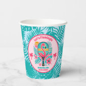 Retro Tropical Flamingo Pickleball Vrijgezellenfee Papieren Bekers (Achterkant)