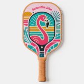 Retro Tropical Flamingo Pickleball Vrijgezellenfee Pickleball Paddle (Voorkant)
