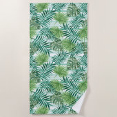 Retro Tropical Green Palm Leaves Pattern Strandlaken (Voorkant)