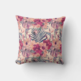 Retro Tropical Hibiscus Wren Pattern Kussen