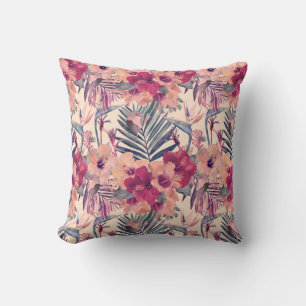 Retro Tropical Hibiscus Wren Pattern Kussen