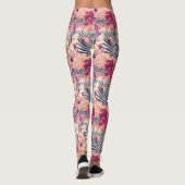 Retro Tropical Hibiscus Wren Pattern Leggings (Achterkant)