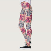 Retro Tropical Hibiscus Wren Pattern Leggings (Links)