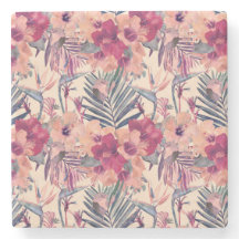 Retro Tropical Hibiscus Wren Pattern