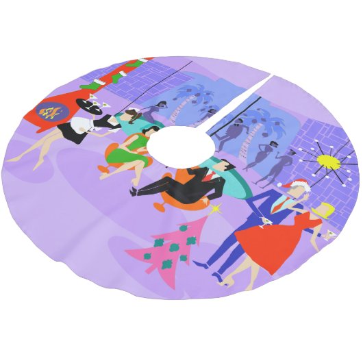 Retro Tropical Holiday Party X-mas Tree Skirt Kerstboom Rok (Gekanteld)