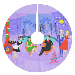 Retro Tropical Holiday Party X-mas Tree Skirt Kerstboom Rok
