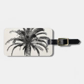 Retro Tropical Island Palm Tree (zwart-wit) Bagagelabel (Voorkant horizontaal)