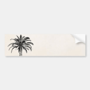 Retro Tropical Island Palm Tree (zwart-wit) Bumpersticker
