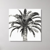 Retro Tropical Island Palm Tree (zwart-wit) Canvas Afdruk (Voorkant)
