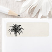 Retro Tropical Island Palm Tree (zwart-wit) Etiket (Insitu)