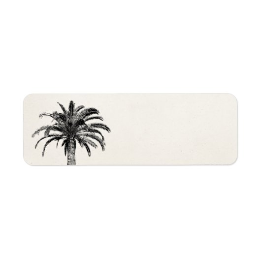 Retro Tropical Island Palm Tree (zwart-wit) Etiket (Voorkant)
