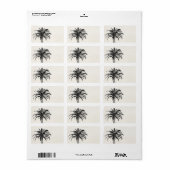 Retro Tropical Island Palm Tree (zwart-wit) Etiket (Full Sheet)