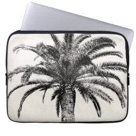 Retro Tropical Island Palm Tree (zwart-wit) Laptop Sleeve