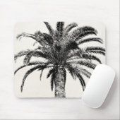 Retro Tropical Island Palm Tree (zwart-wit) Muismat (Met muis)