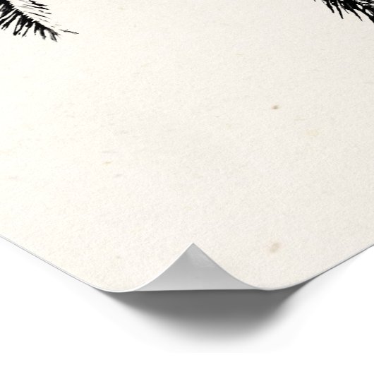 Retro Tropical Island Palm Tree (zwart-wit) Poster (Hoek)